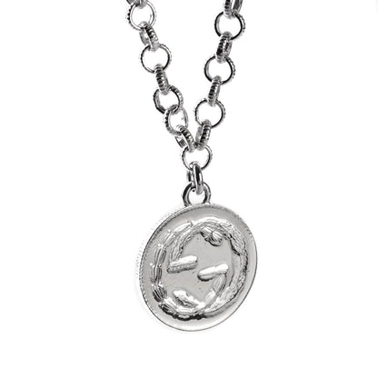 Guthtcci Double G Bee Coin Silver Necklace