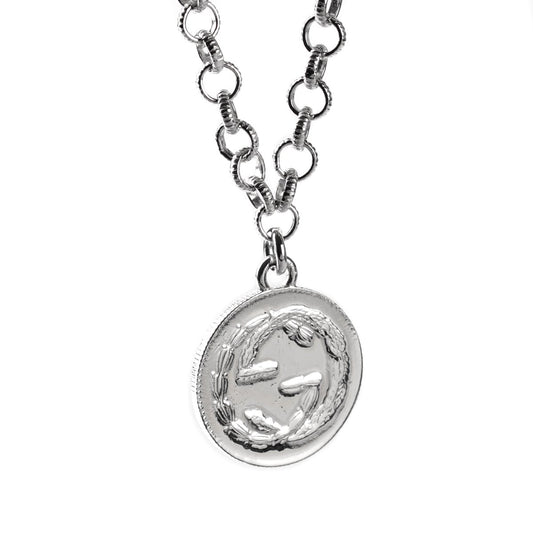 Guthtcci Double G Bee Coin Silver Necklace