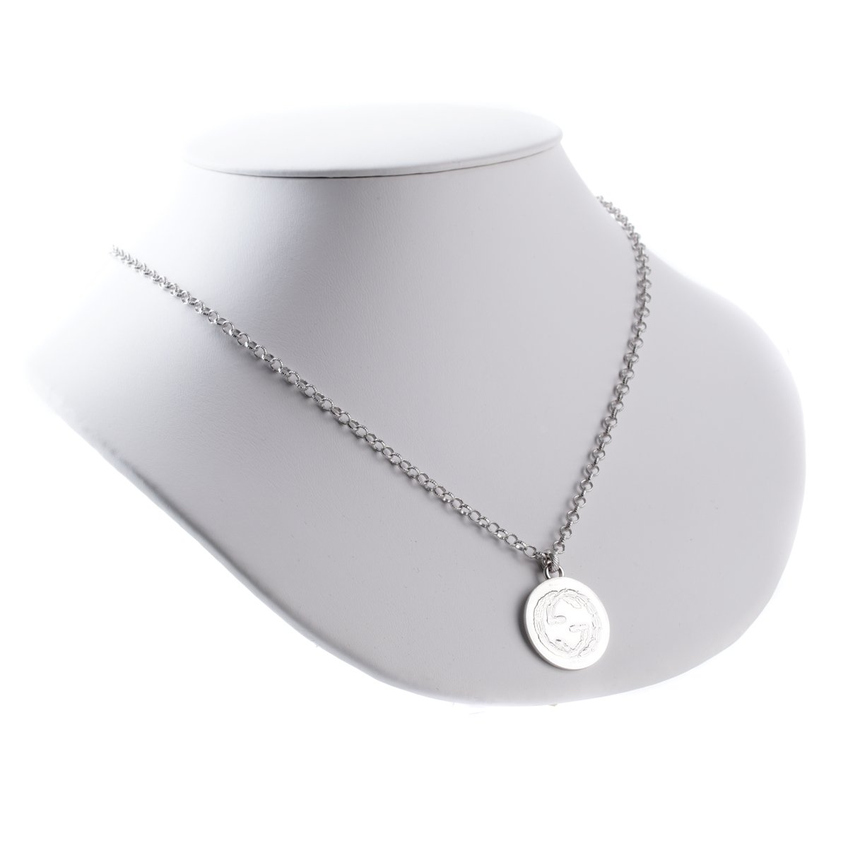 Guthtcci Double G Bee Large Coin Silver Necklace