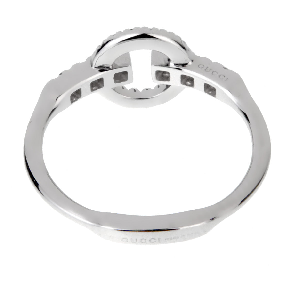 Guthtcci Double G Diamond White Gold Ring