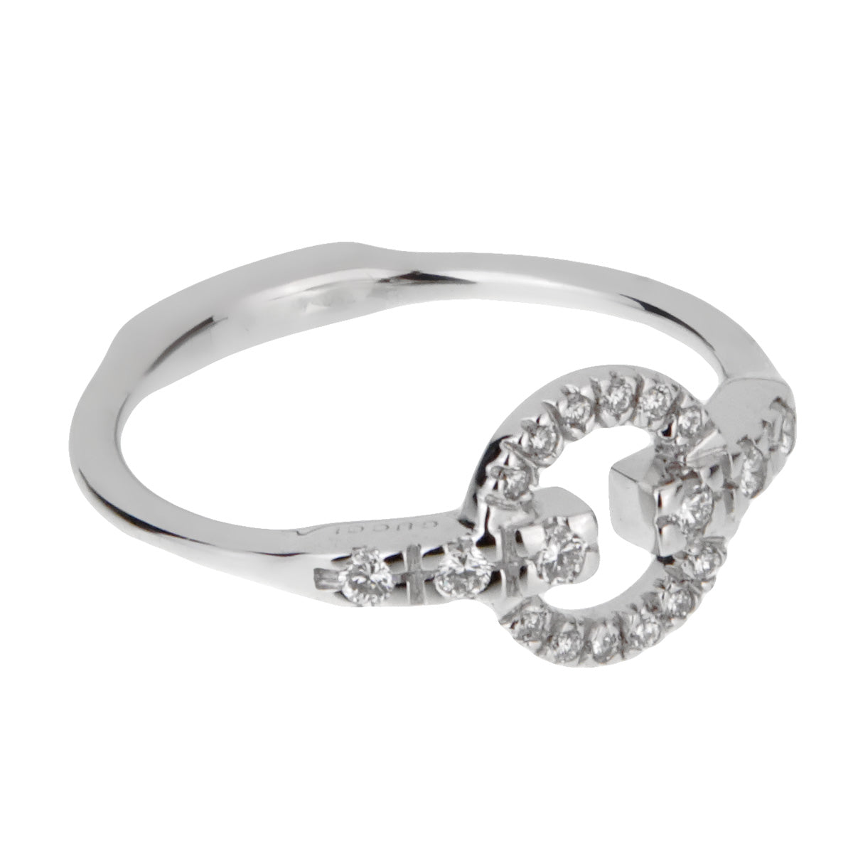 Guthtcci Double G Diamond White Gold Ring