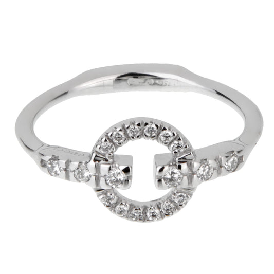 Guthtcci Double G Diamond White Gold Ring