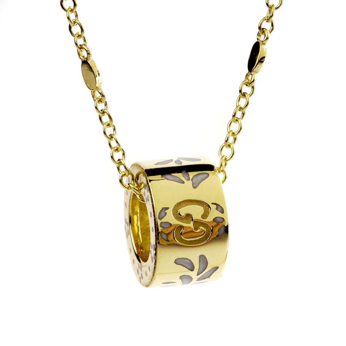 Guthtcci Double G Enamel Gold Necklace