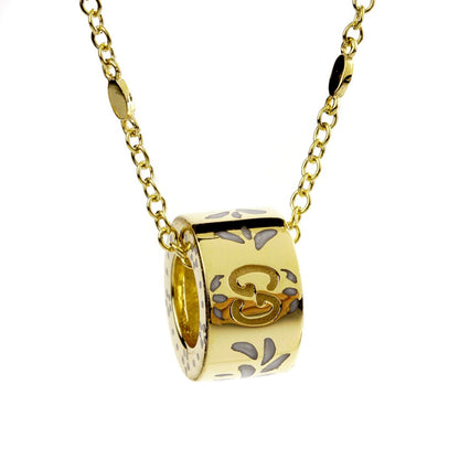 Guthtcci Double G Enamel Gold Necklace