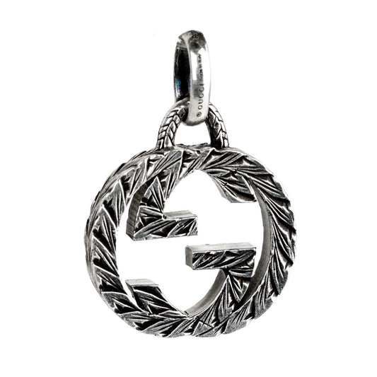 Guthtcci Double G Engraved Silver Charm Pendant