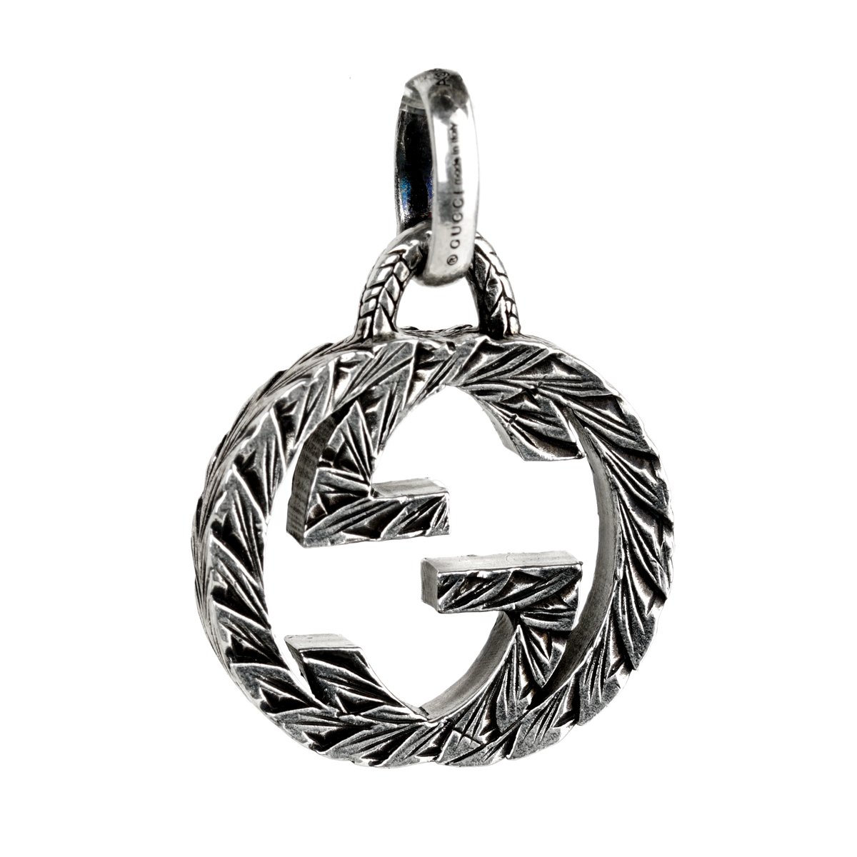 Guthtcci Double G Engraved Silver Charm Pendant