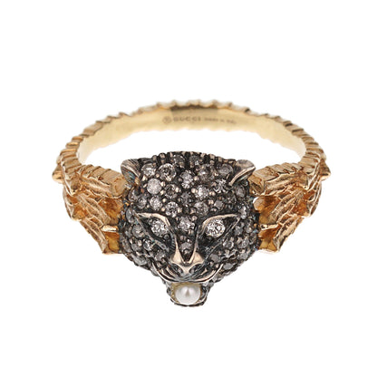 Guthtcci Feline Diamond 18k Yellow Gold Cocktail Ring