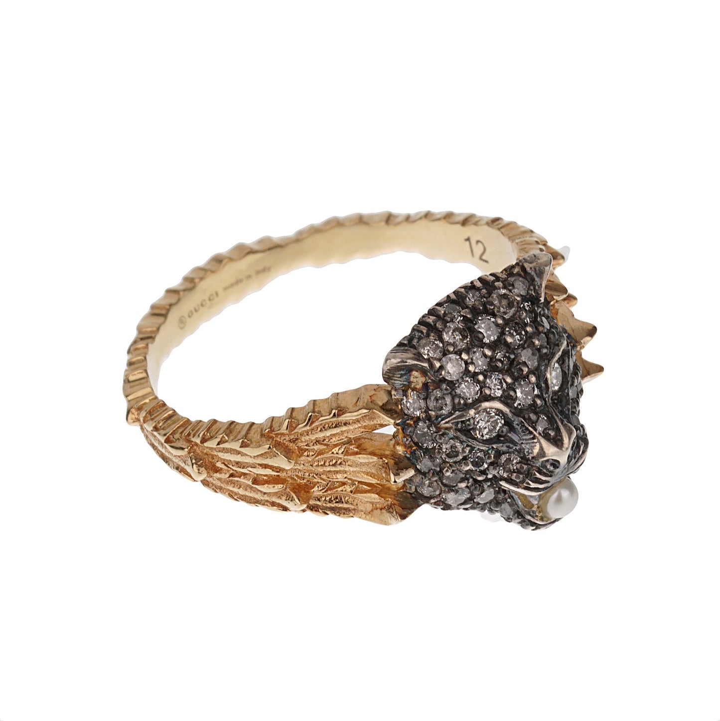 Guthtcci Feline Diamond 18k Yellow Gold Cocktail Ring