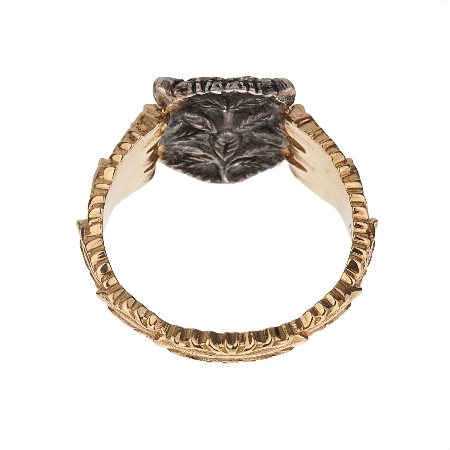 Guthtcci Feline Diamond 18k Yellow Gold Cocktail Ring