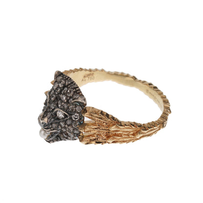 Guthtcci Feline Diamond 18k Yellow Gold Cocktail Ring