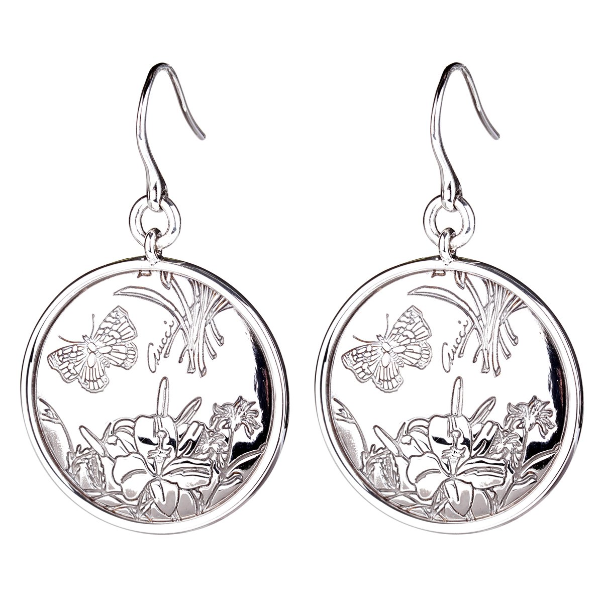 Guthtcci Flora Silver Drop Earrings