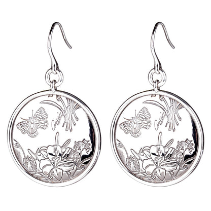 Guthtcci Flora Silver Drop Earrings
