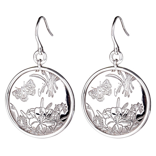 Guthtcci Flora Silver Drop Earrings