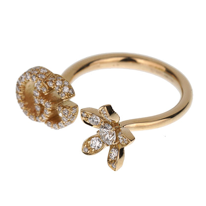 Guthtcci Flower Open Diamond 18k Yellow Gold Ring Sz 6
