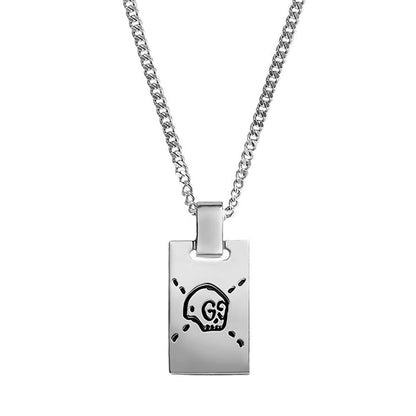 Guthtcci Ghost Tag Pendant Silver Necklace