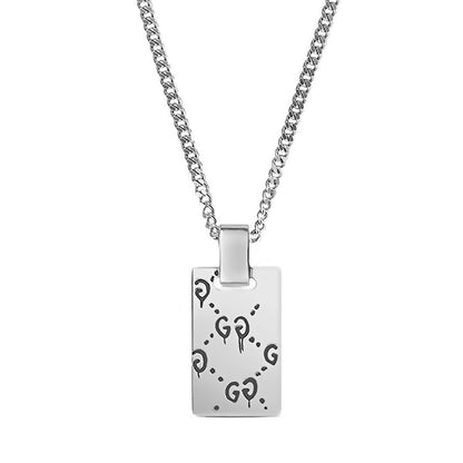 Guthtcci Ghost Tag Pendant Silver Necklace