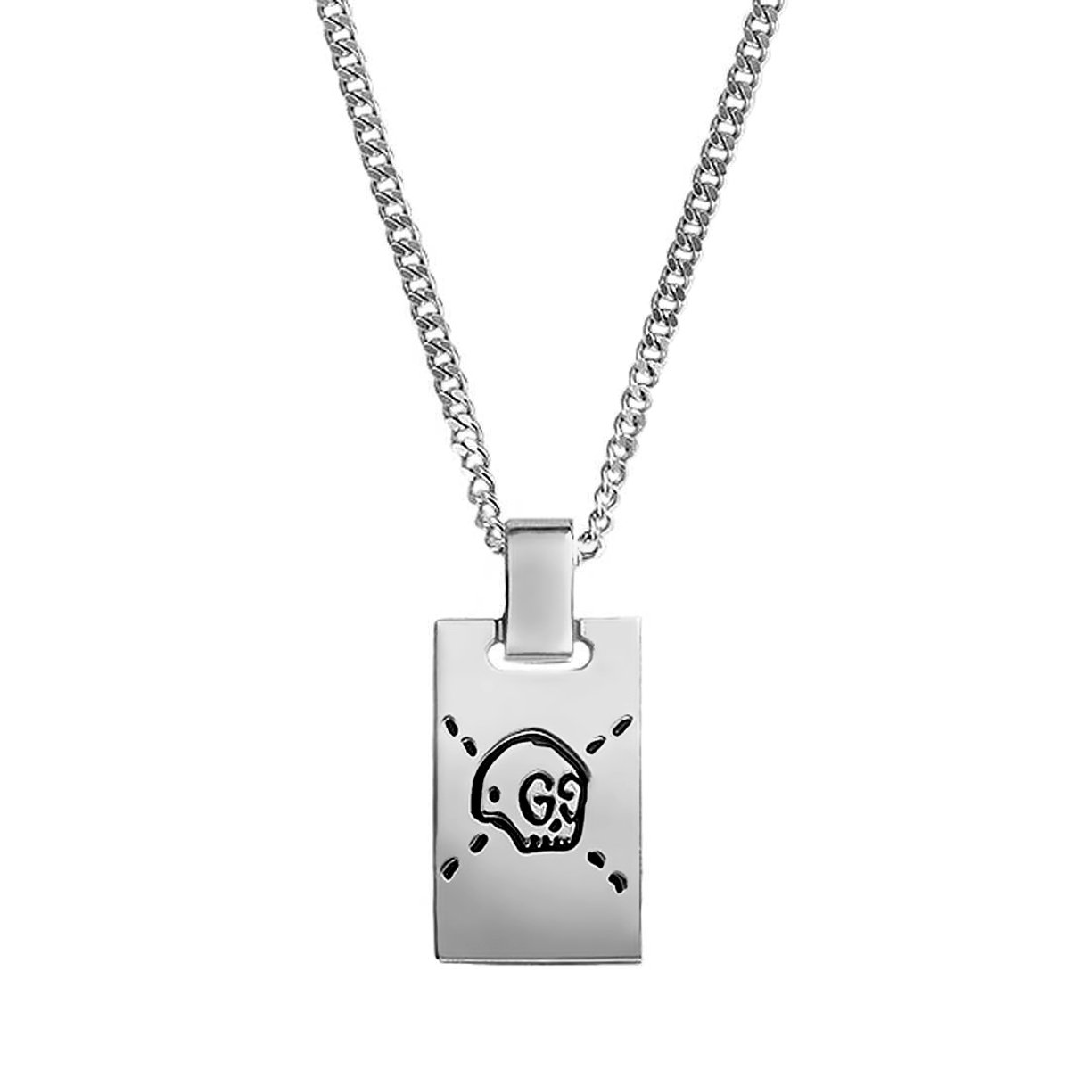 Guthtcci Ghost Tag Pendant Silver Necklace