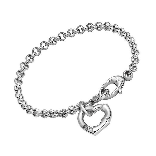Guthtcci Heart Bamboo Silver Charm Bracelet