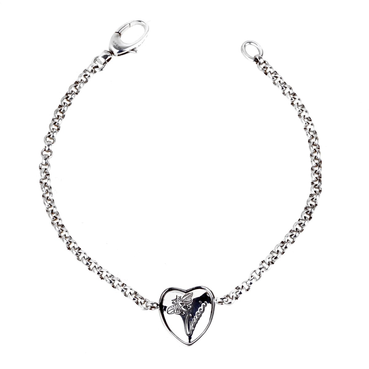 Guthtcci Heart Butterfly Silver Bracelet