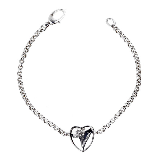 Guthtcci Heart Butterfly Silver Bracelet