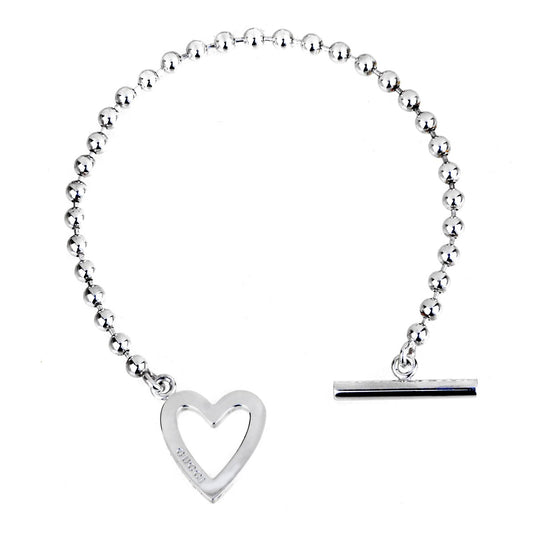 Guthtcci Heart Toggle Silver Bracelet