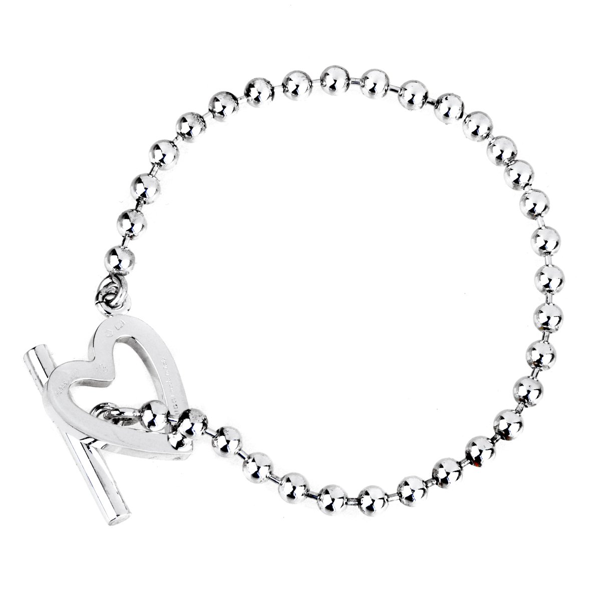 Guthtcci Heart Toggle Silver Bracelet