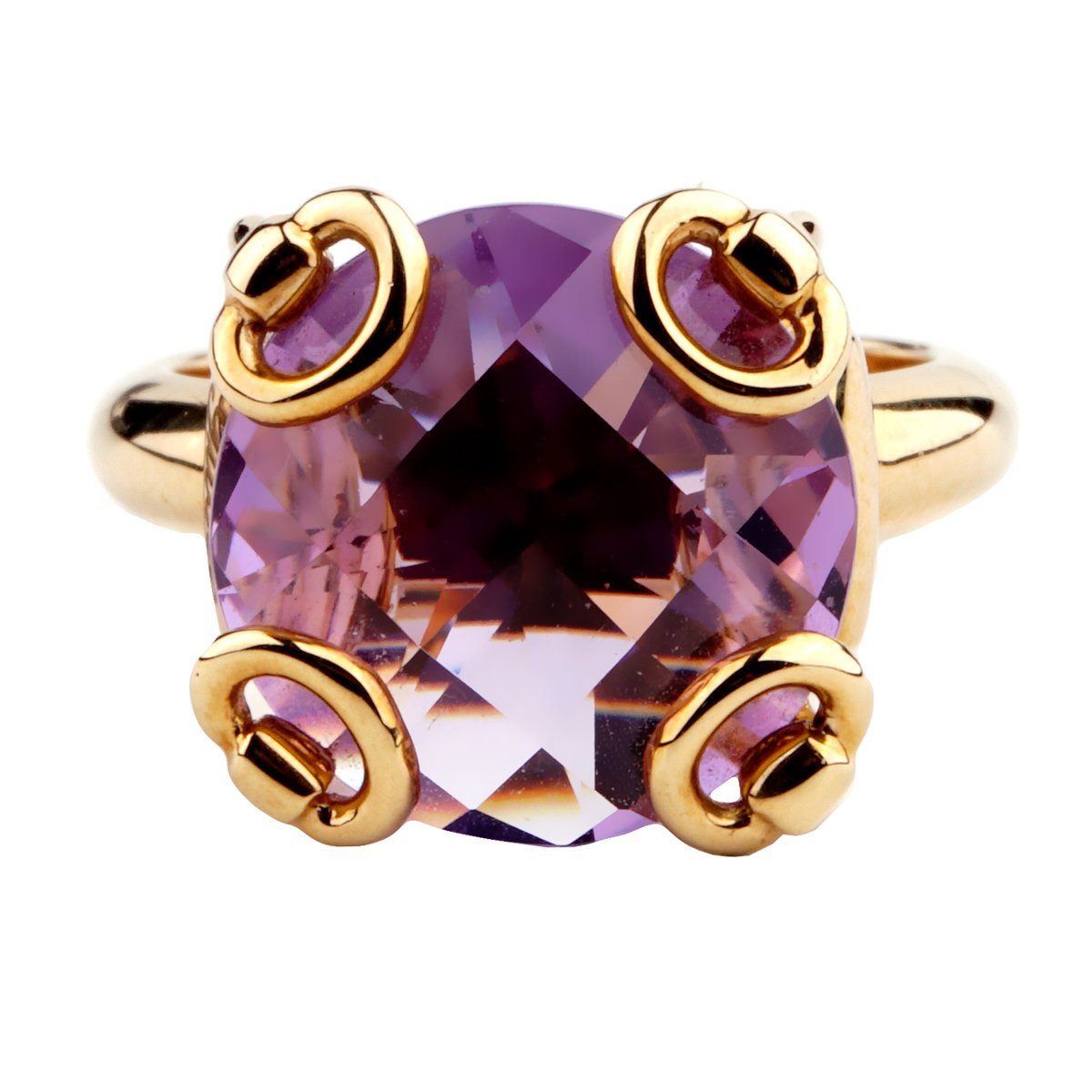Guthtcci Horsebit Amethyst Gold Ring