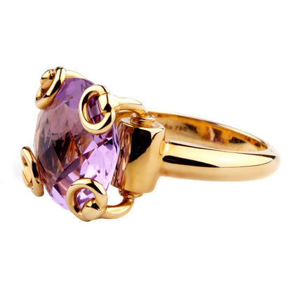 Guthtcci Horsebit Amethyst Gold Ring