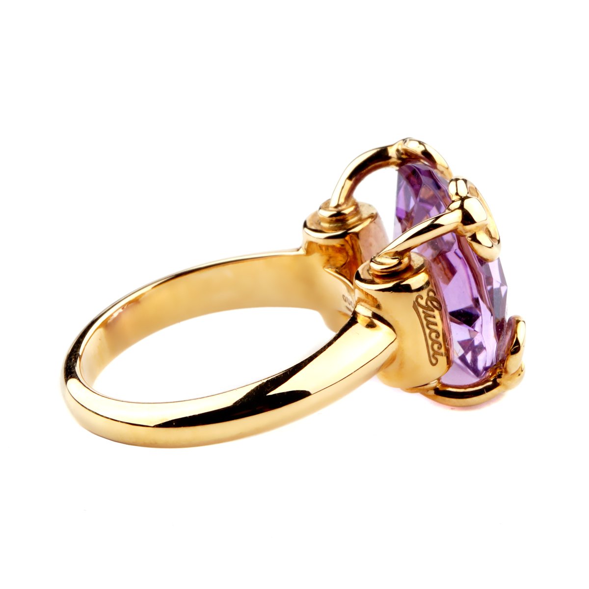 Guthtcci Horsebit Amethyst Gold Ring
