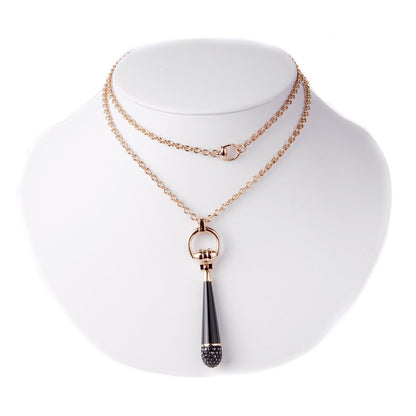 Guthtcci Horsebit Black Diamond Rose Gold Necklace