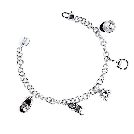 Guthtcci Horsebit Charm Silver Bracelet