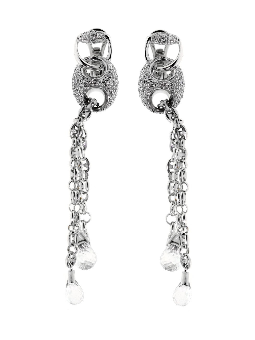 Guthtcci Horsebit Diamond Earrings in White Gold