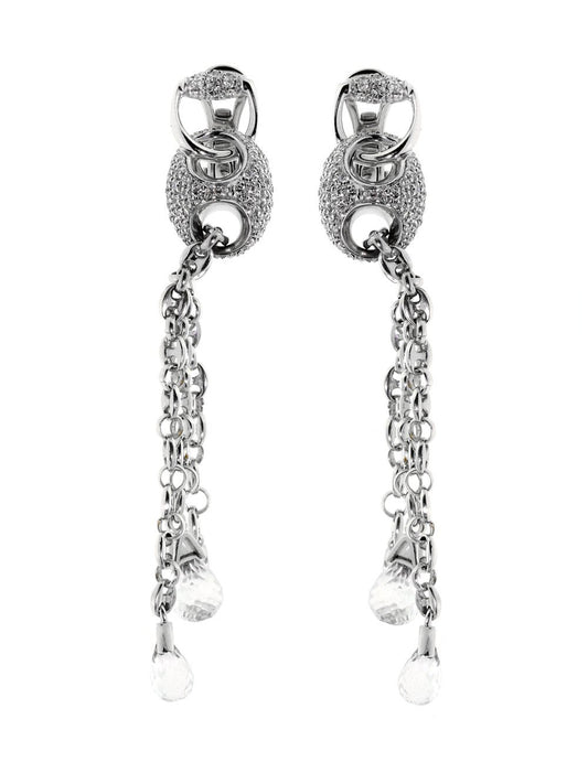 Guthtcci Horsebit Diamond Earrings in White Gold