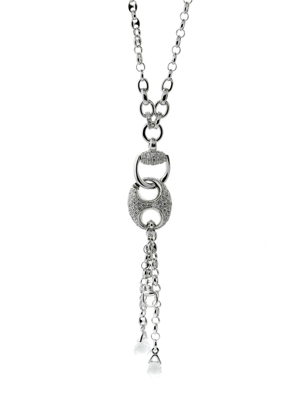 Guthtcci Horsebit Diamond Necklace in White Gold