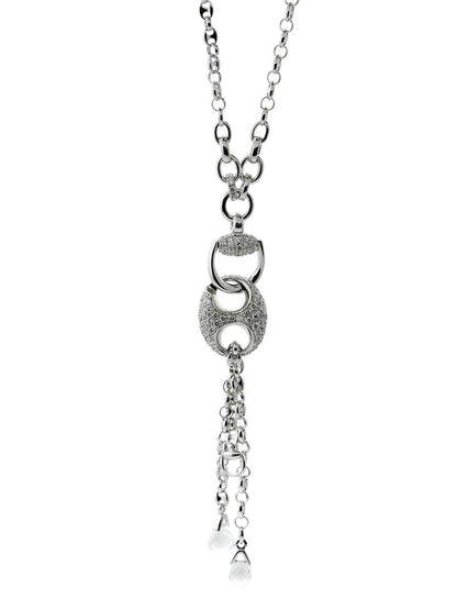 Guthtcci Horsebit Diamond Necklace in White Gold