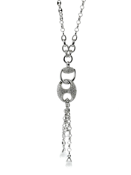 Guthtcci Horsebit Diamond Necklace in White Gold