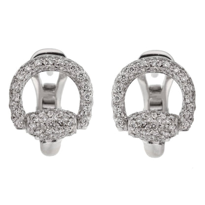 Guthtcci Horsebit Diamond White Gold Earrings