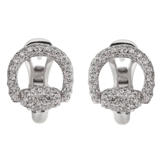 Guthtcci Horsebit Diamond White Gold Earrings