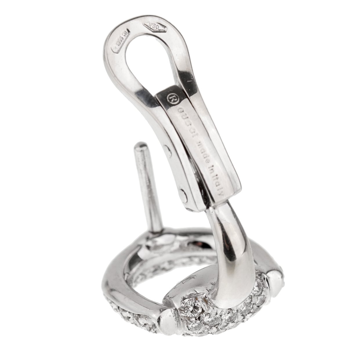Guthtcci Horsebit Diamond White Gold Earrings