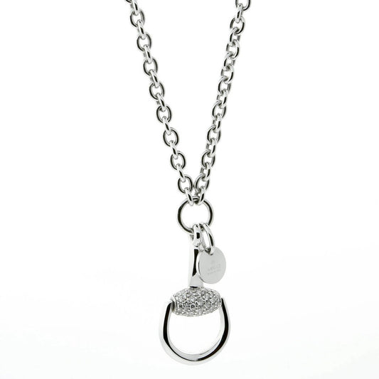 Guthtcci Horsebit Diamond White Gold Necklace