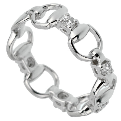 Guthtcci Horsebit Diamond 18k White Gold Ring Sz 5