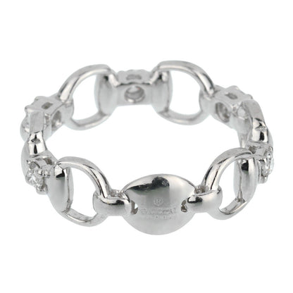 Guthtcci Horsebit Diamond 18k White Gold Ring Sz 5