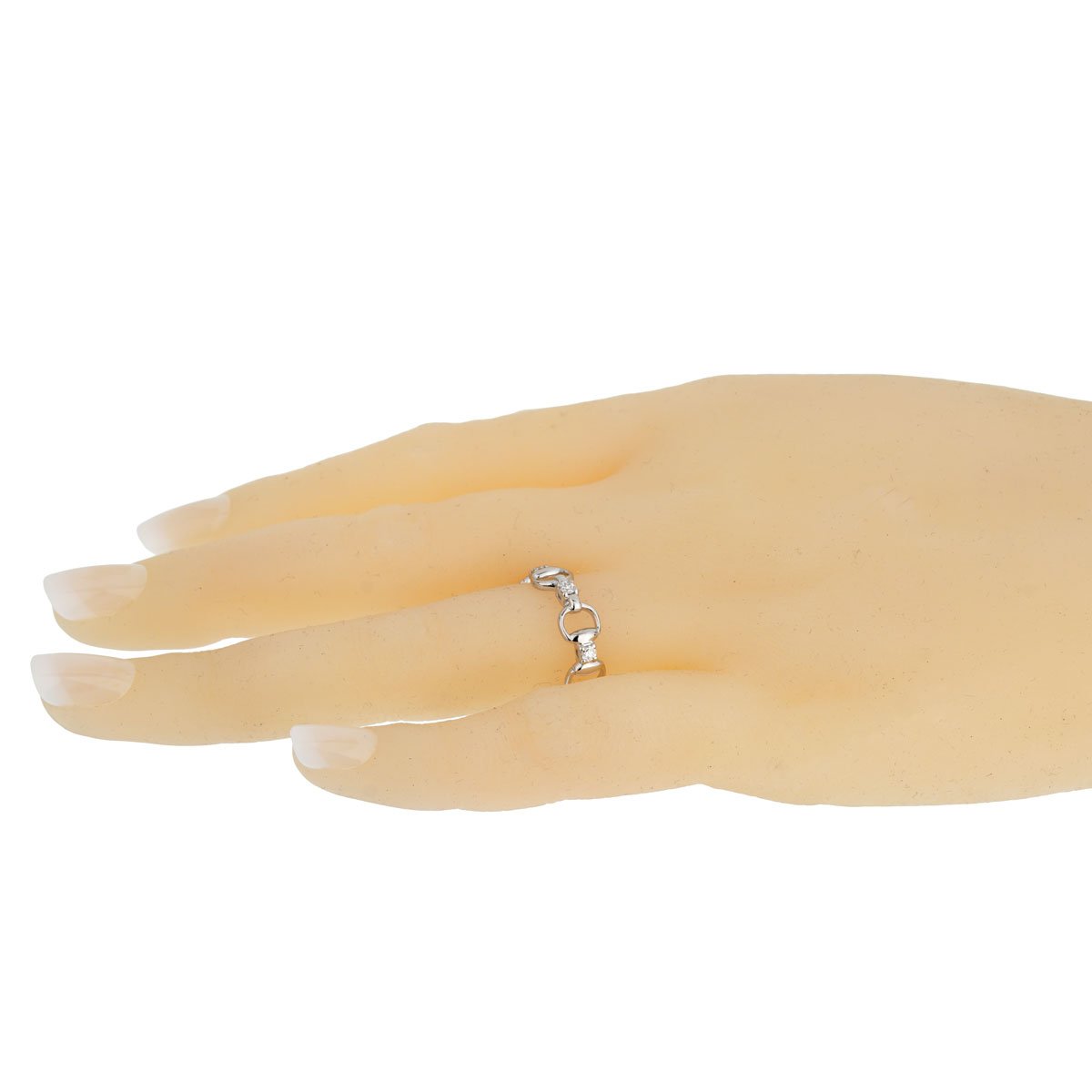 Guthtcci Horsebit Diamond 18k White Gold Ring Sz 5