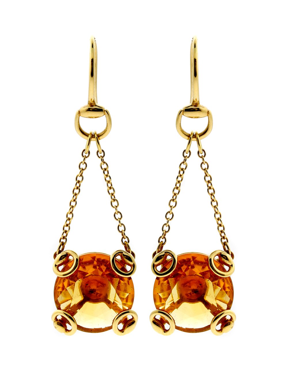 Guthtcci Horsebit Gold Citrine Earrings
