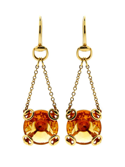 Guthtcci Horsebit Gold Citrine Earrings
