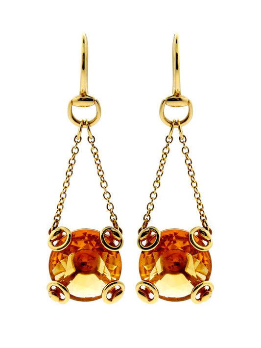 Guthtcci Horsebit Gold Citrine Earrings