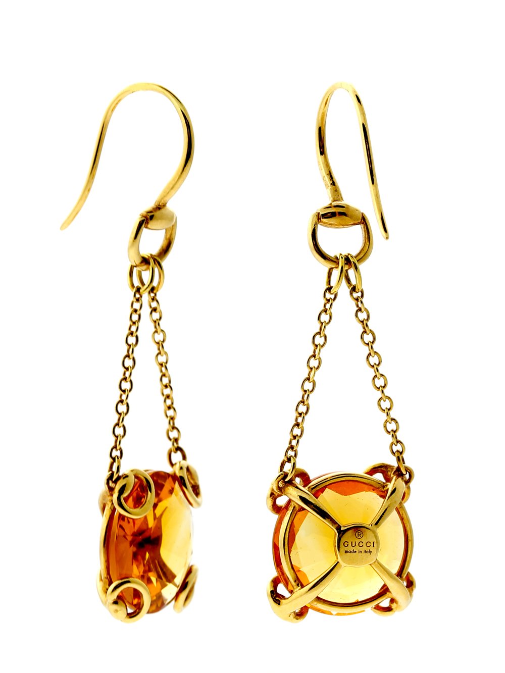 Guthtcci Horsebit Gold Citrine Earrings