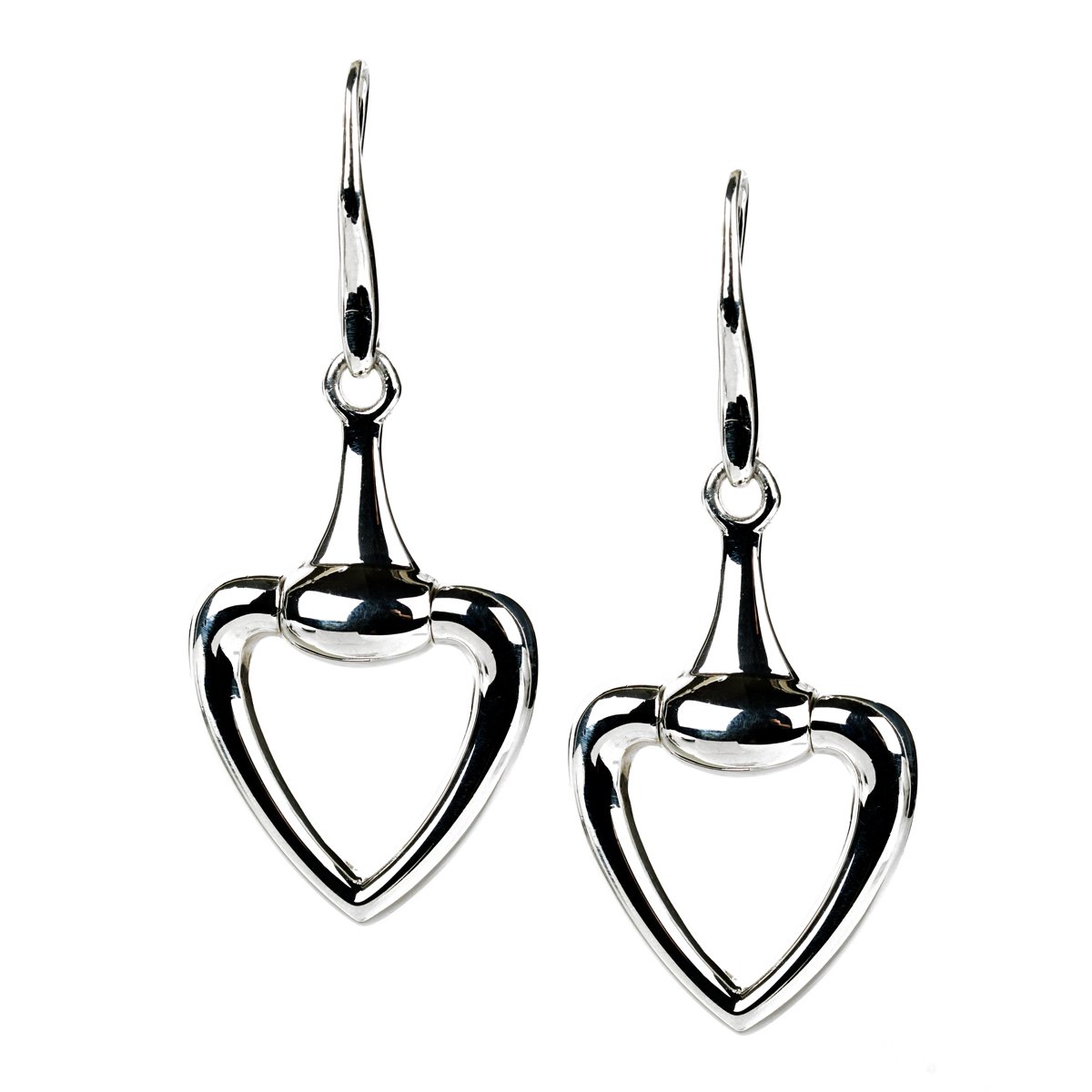 Guthtcci Horsebit Heart Silver Drop Earrings