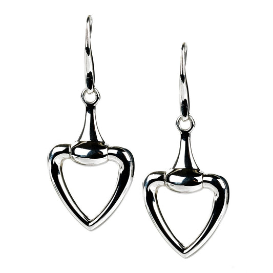 Guthtcci Horsebit Heart Silver Drop Earrings