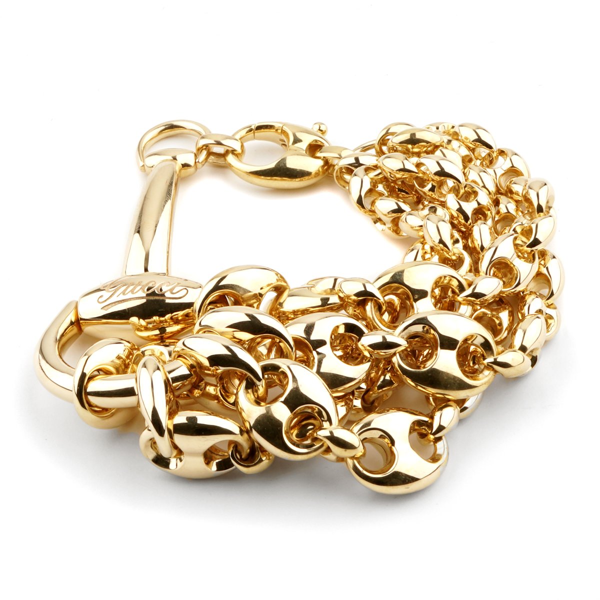 Guthtcci Horsebit Multistrand Gold Bracelet